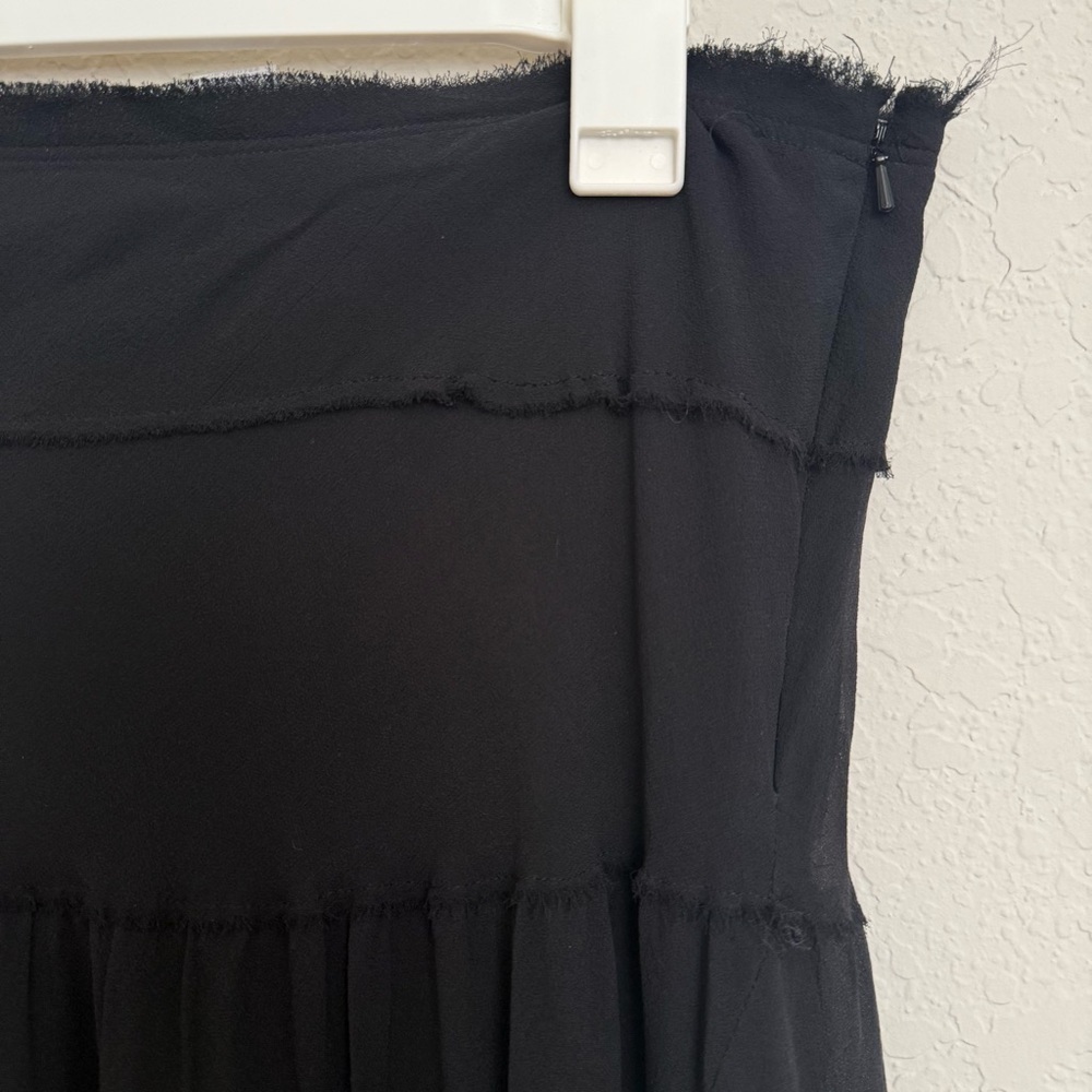 Vintage 90s Black Silk Peasant Maxi Skirt Size 8 Boho Festival Grunge Indie - Picture 3 of 5